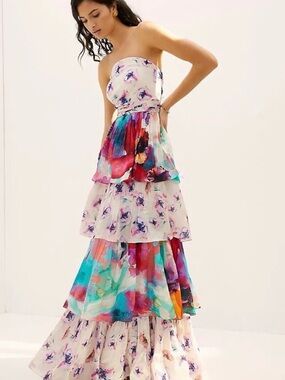Anthropologie Nidhi Yasha Guinevere tiered maxi dress